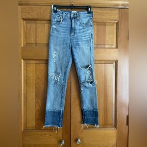 Agolde ripped high waisted two-tone jean